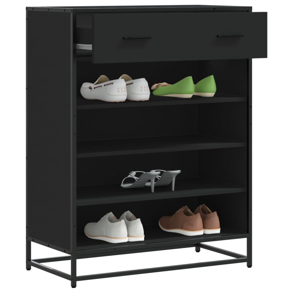E-shop Multidom Skrinka na topánky, čierna 75x38x97,5cm, kompozitné drevo a kov