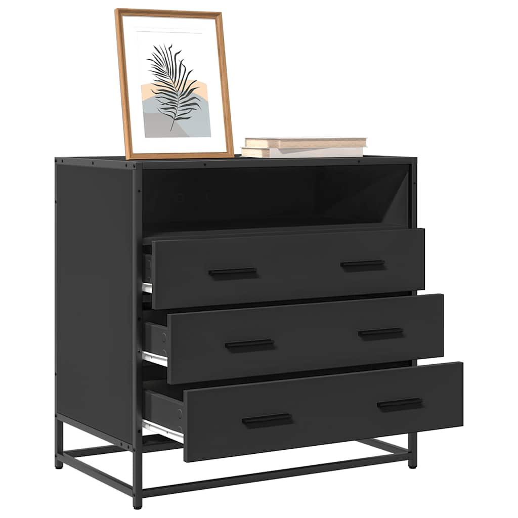 E-shop Multidom Skrinka so zásuvkami, čierna 70x41x70 cm, kompozitné drevo