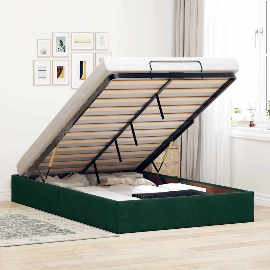 E-shop Multidom Osmanský rám postele bez matraca Tmavo zelená 120x200 cm Zamat