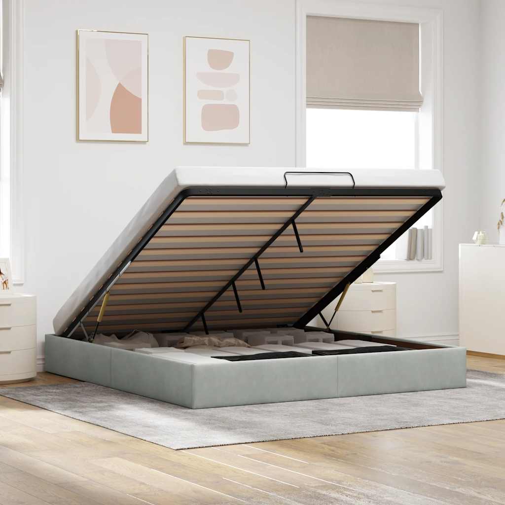 E-shop Multidom Osmanský rám postele Bez matraca Svetlosivá 180x200 cm Zamat