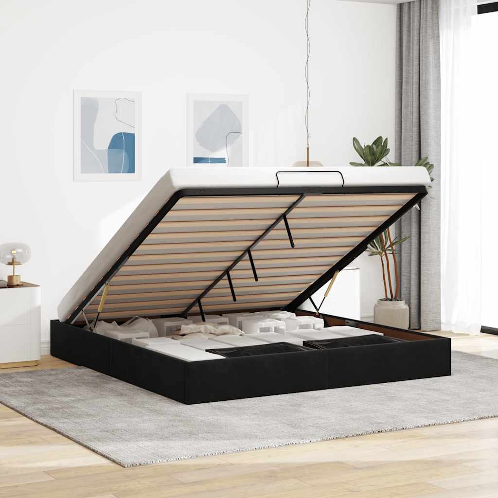 E-shop Multidom Osmanský rám postele Bez matraca Čierna 180x200 cm Zamat