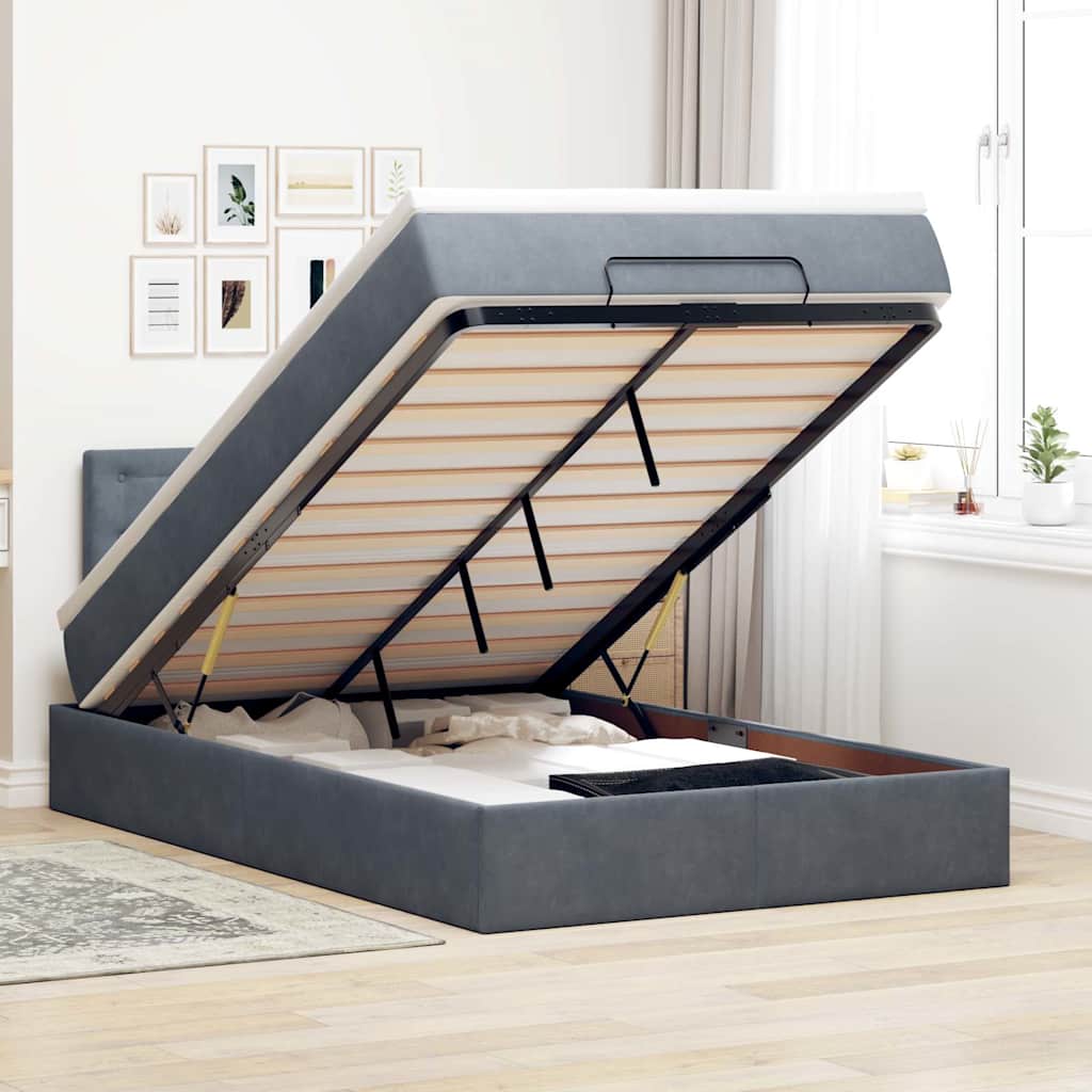 E-shop Multidom Osmanská posteľ s matracom Tmavosivá 120x200 cm Zamat