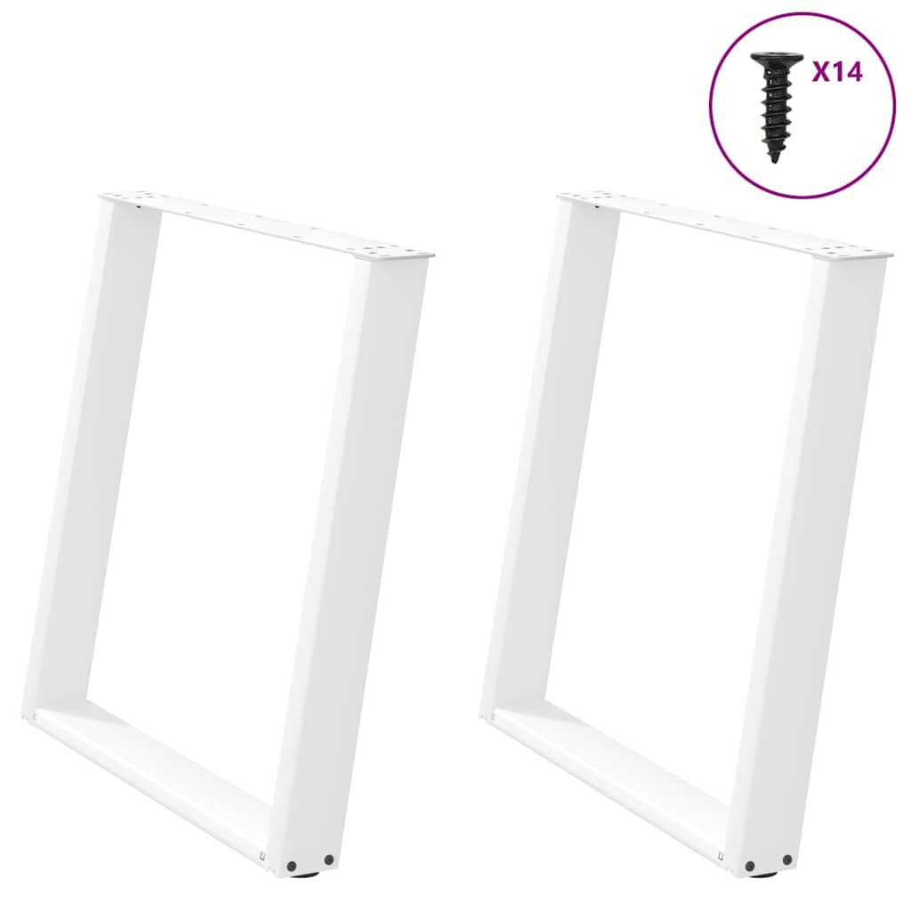 E-shop Multidom Nohy k jedálenskému stolu v tvare U, 2 ks, biele, 70 x (72-73) cm, oceľové