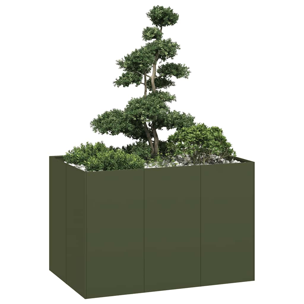 E-shop Multidom Kvetináč olivovozelený 120x80x80 cm oceľ