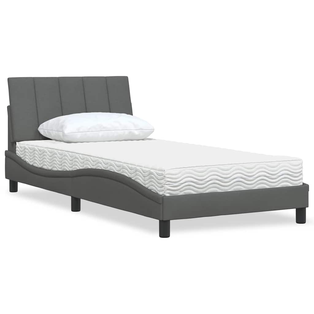 E-shop Multidom Posteľ s matracom Hanko tmavosivá 100x200 cm látka