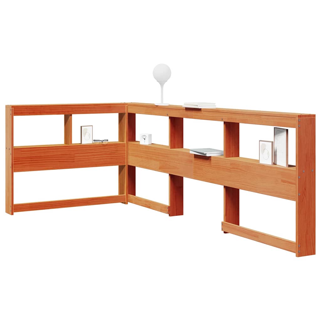 E-shop Multidom Knižnica čelo v tvare L voskové hnedé 80 cm masívna borovica