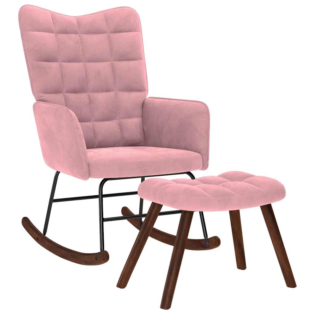 Hojdacie kreslo Multidom so stoličkou Pink Velvet
