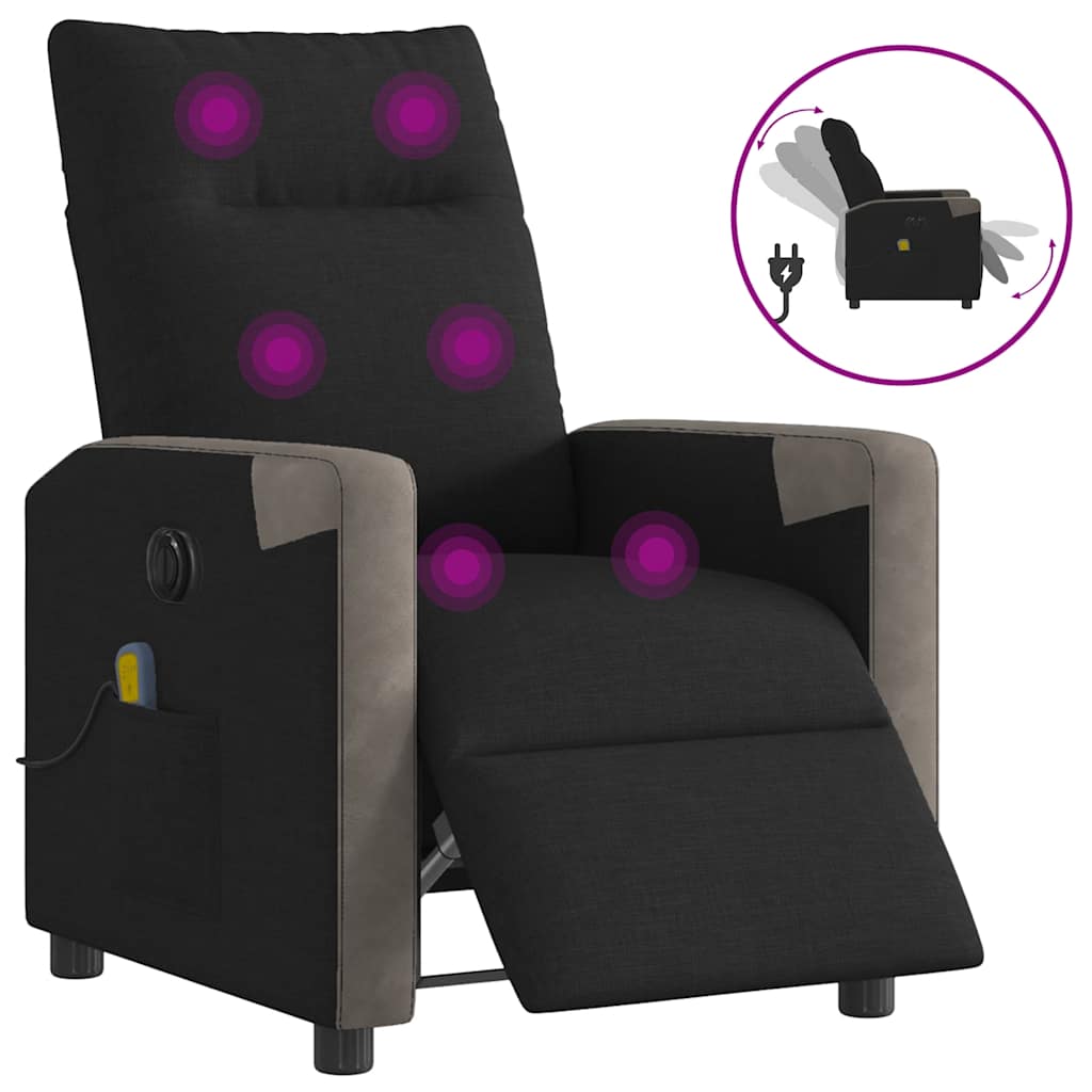 Multidom Elektrické masážne kreslo čierne látka