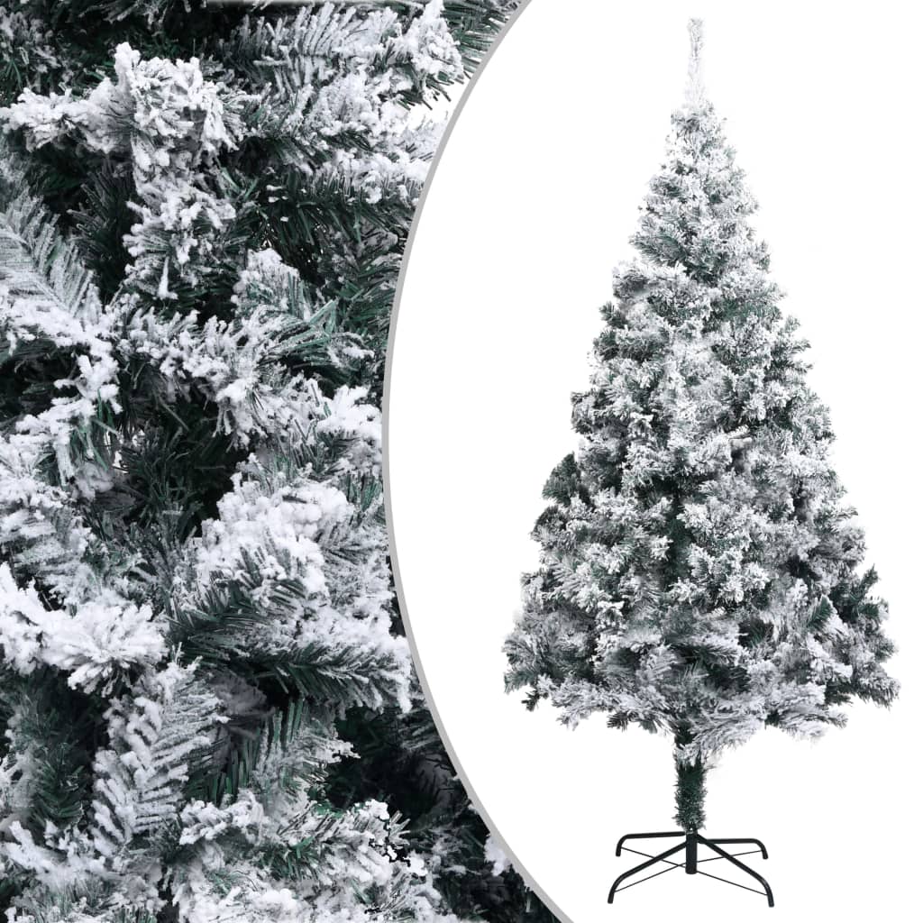E-shop Umelý vianočný stromček s napodobeninou snehu, zelený, 210 cm, PVC