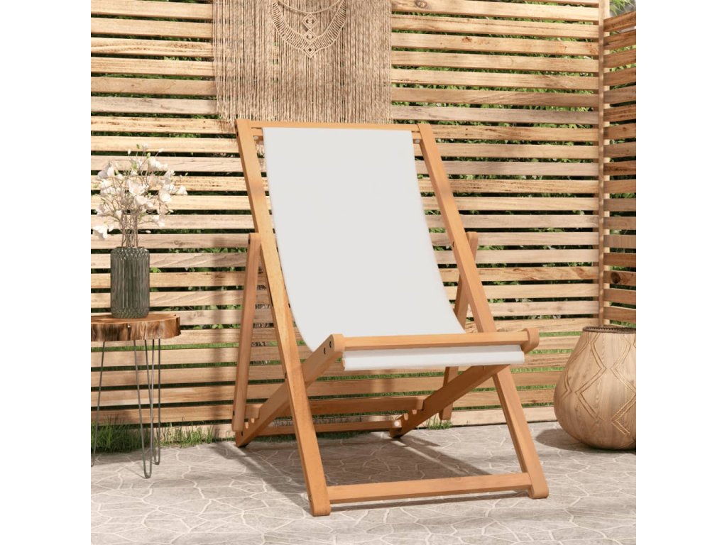 E-shop Kreslo na terasu, tíkové drevo 56x105x96 cm, krémové