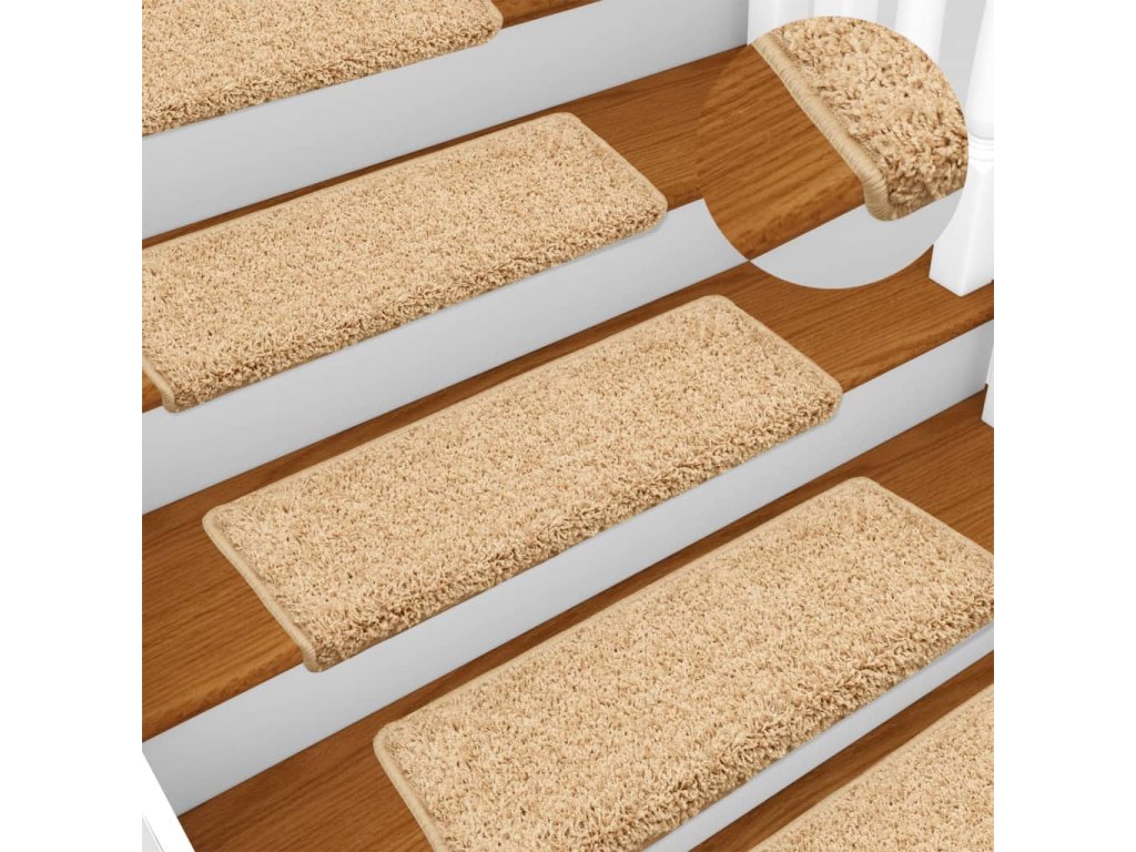Kobercové nášľapy na schody 15 ks, 65x21x4 cm, hnedé