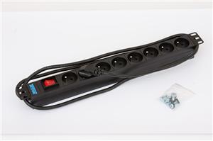 19'' 8xCZ zás. vypínač, 3x1.5mm 2m kab. CZ-DE,RAL9005