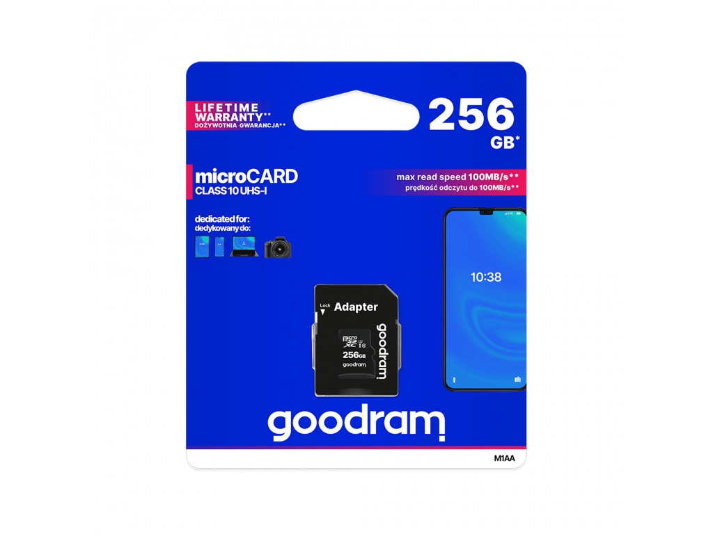 Karta micro SDHC 256GB Goodram class 10 UHS1 s SD adaptérom