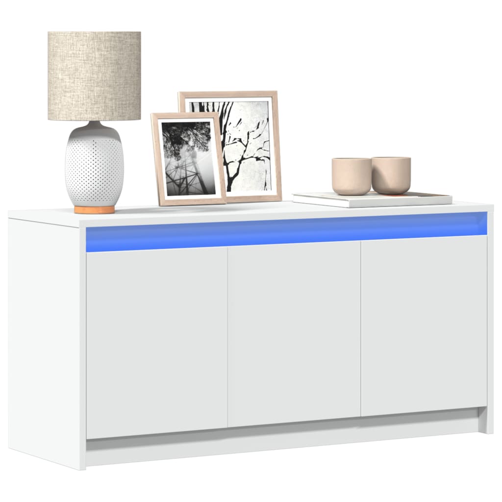 Multidom TV stolík s LED biely 100x34x50 cm kompozitné drevo