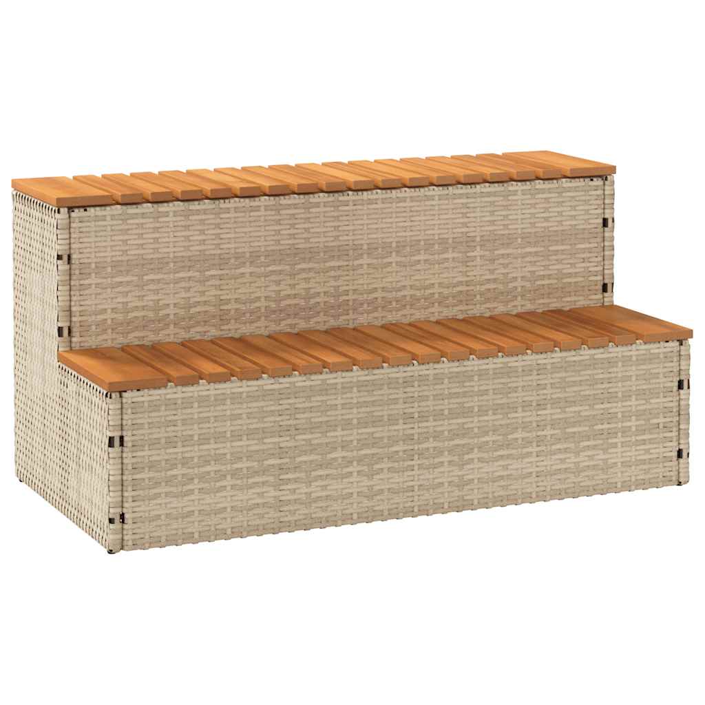 Multidom vírivka Step Béžová 100x50x50,5 cm polyratan a masívna akácia