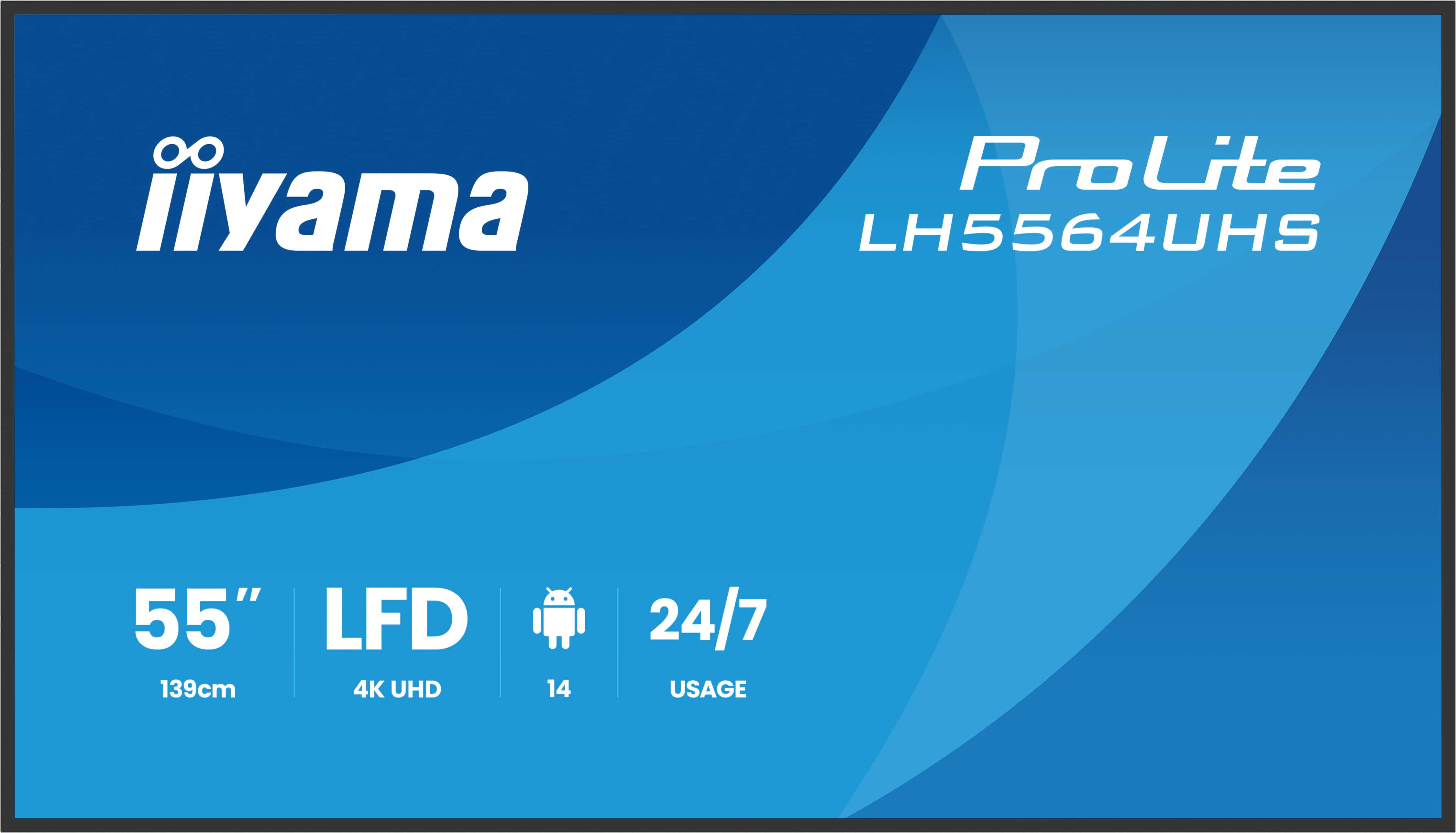 55'' iiyama LH5564UHS-B1AG: VA, 4K UHD, Android, 24/7