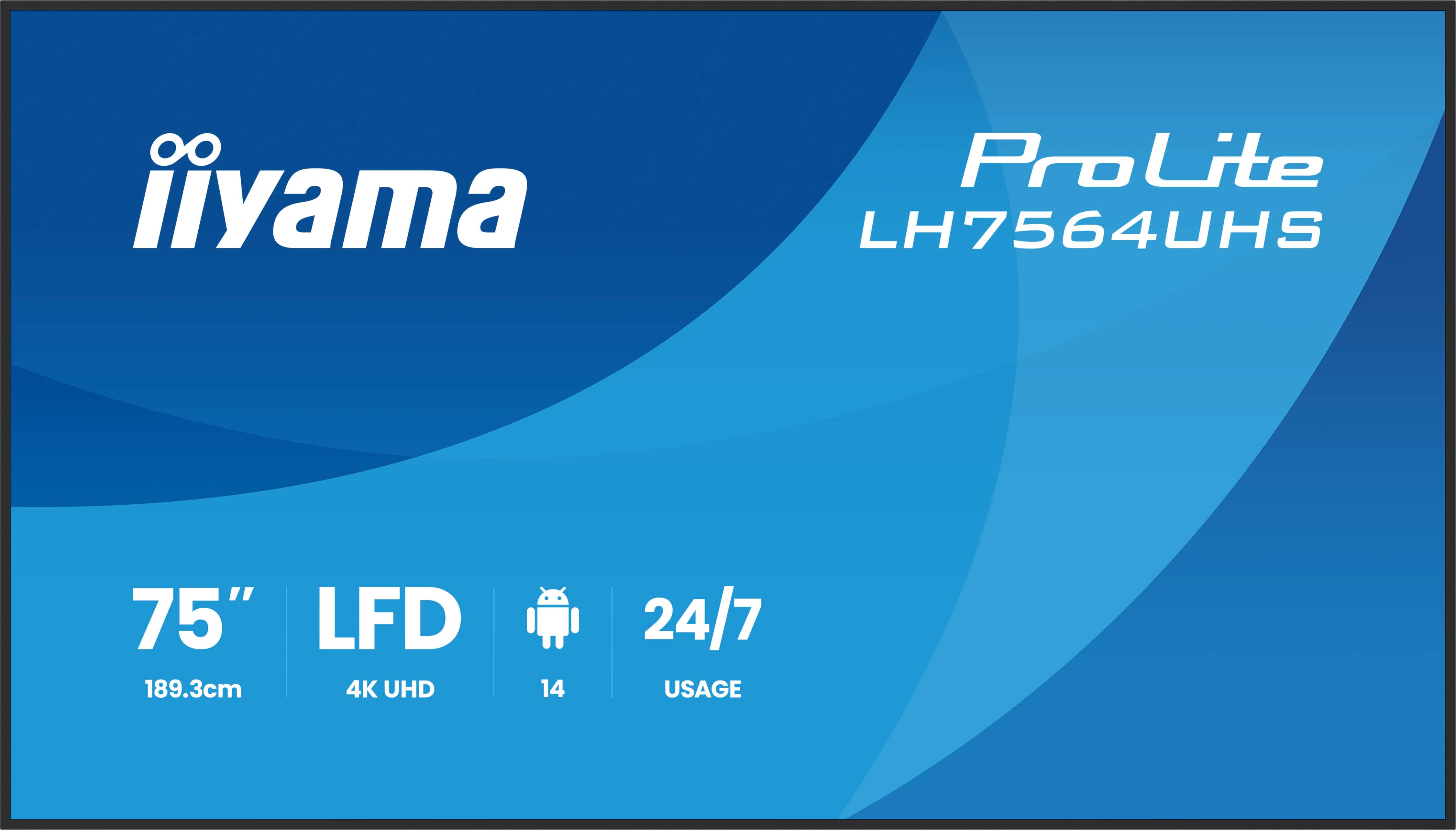 75'' iiyama LH7564UHS-B1AG:VA, 4K UHD,Android,24/7