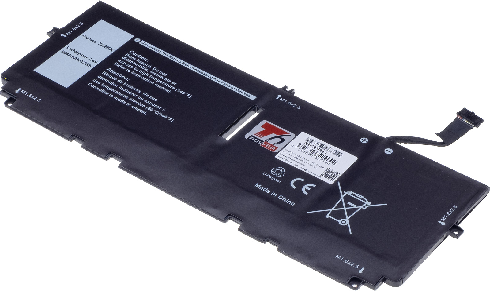 Batéria T6 Power pre Dell XPS 13 9300, XPS 13 9310, 6842mAh, 52Wh, 4cell, Li-pol
