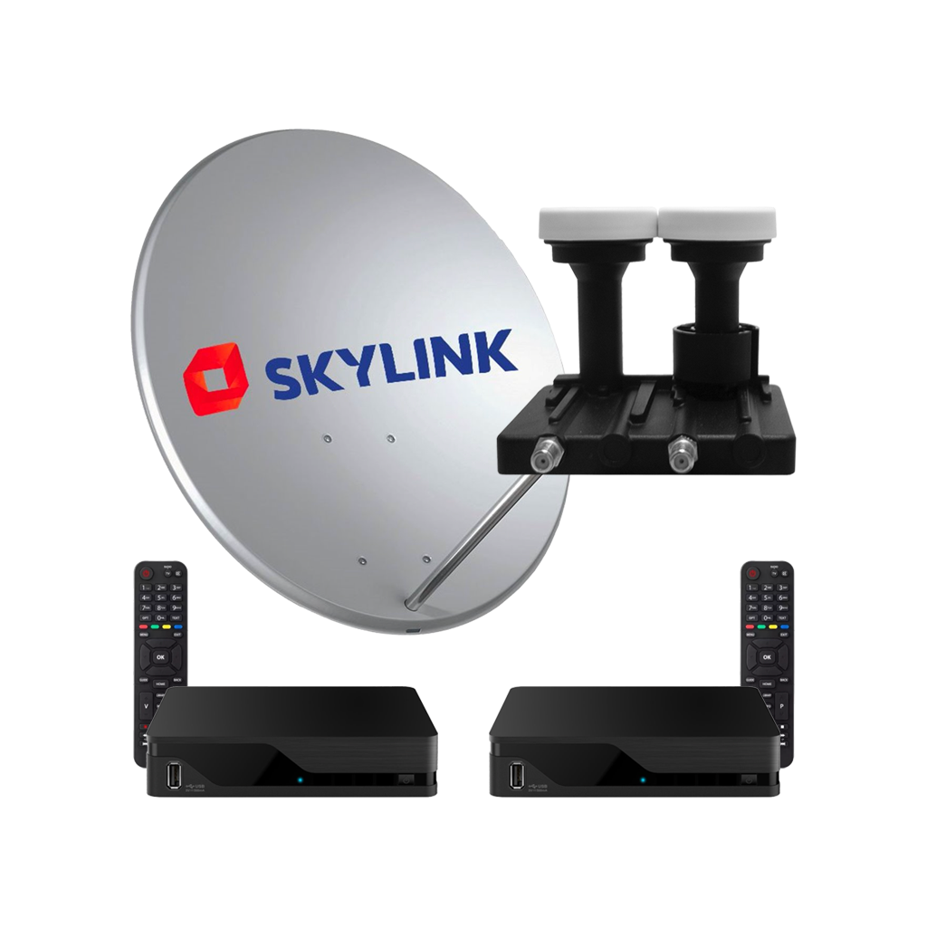 E-shop SET pro montáž SKYLINK - 2x Kaon MZ-52, parabola 80, LNB monoblok TWIN