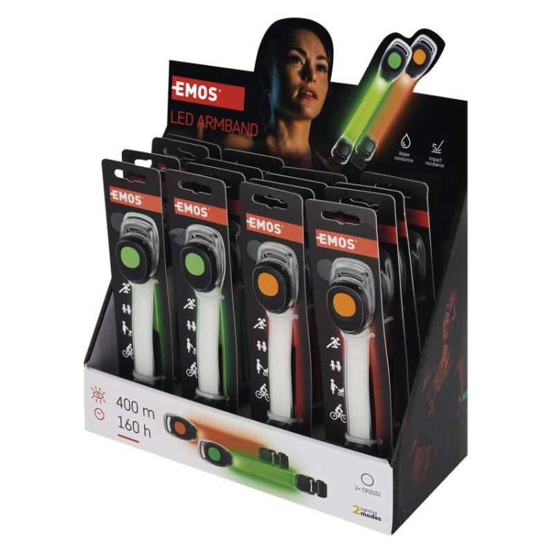 E-shop EMOS LED náramok, 10 lm, 2× CR2032, 16 ks, display box