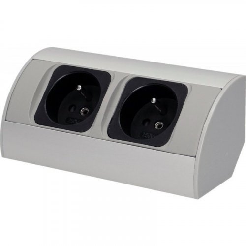 E-shop Povrchová zásuvka rohová ORNO OR-AE-1303/G, 2x zásuvka 230V, kábel bez vidlice, strieborná