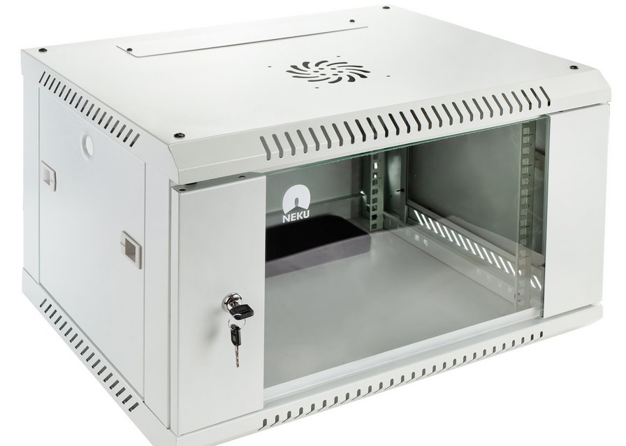 E-shop RACK skriňa závesná NEKU TS 19" 6U 450mm, sv. šedá, na samozostavenie