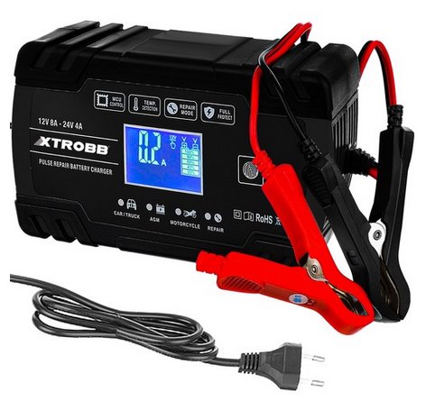E-shop Automatická nabíjačka batérií 12V/8A, 24V/4A Xtrobb 22463