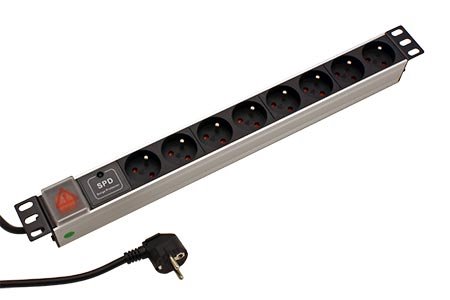 E-shop PREMIUMCORD Napájacia lišta do racku PDU-F10G08S/SURGE 1U do 19" panel, 8 zásuviek, 2m PDU-F10G08S/SURGE