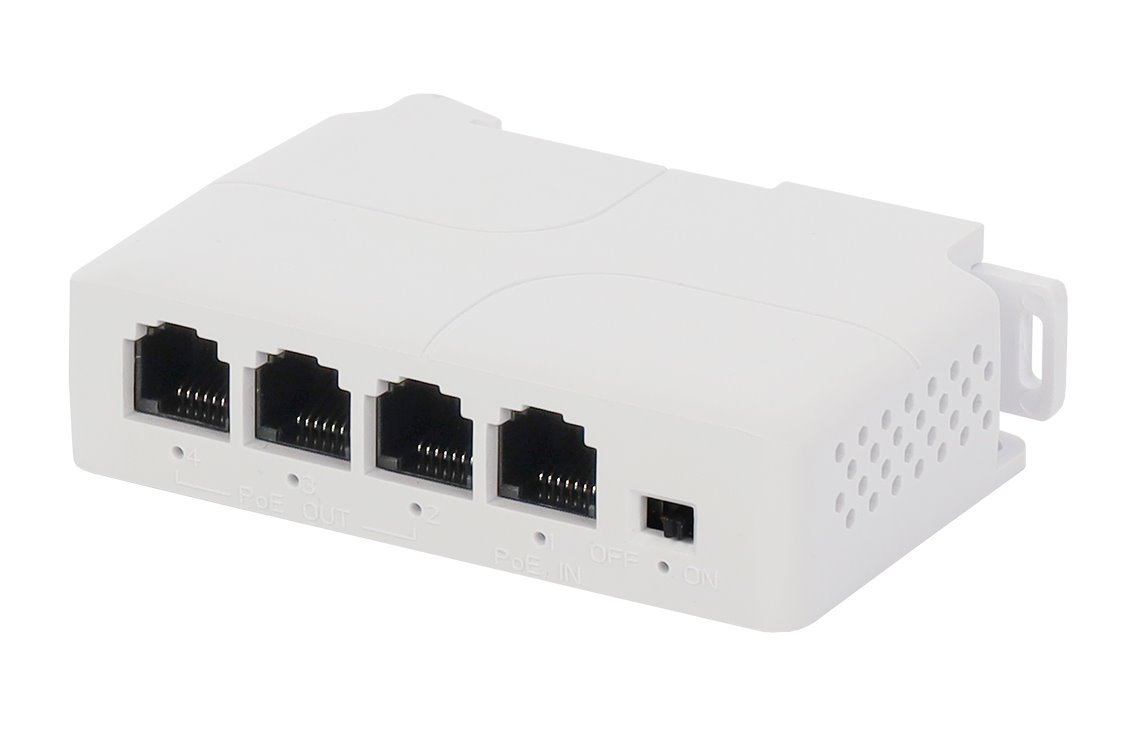E-shop SAPRO Switch PoE a Extender PULSAR 1xPoE IN 3xPoE OUT, na DIN lištu EXT-POE3DIN