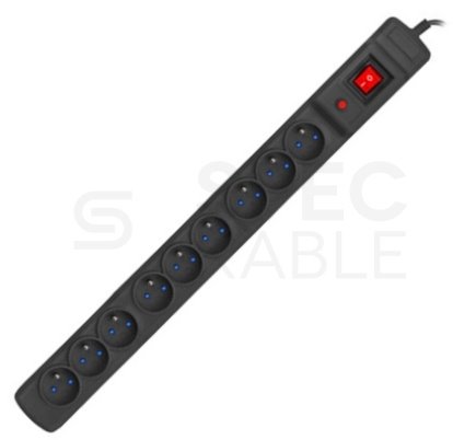 E-shop Napájacia lišta ARCON Multi M9 s prepäťovou ochranou 9zásuviek, 5m, čierna M9/50/CZ