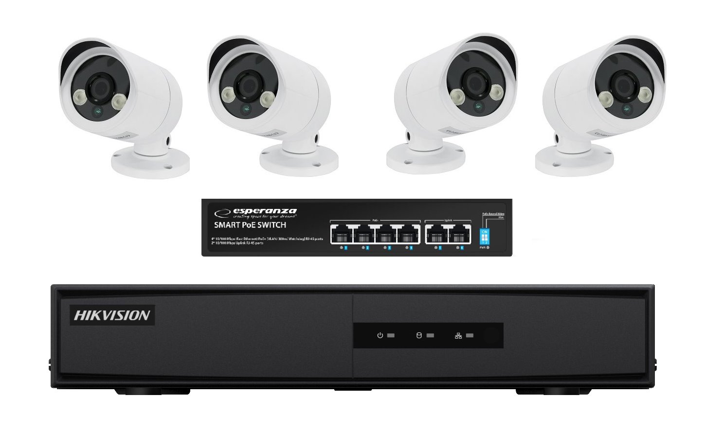 Kamerový set SAPRO, 4x kamery 2M, NVR, PoE switch