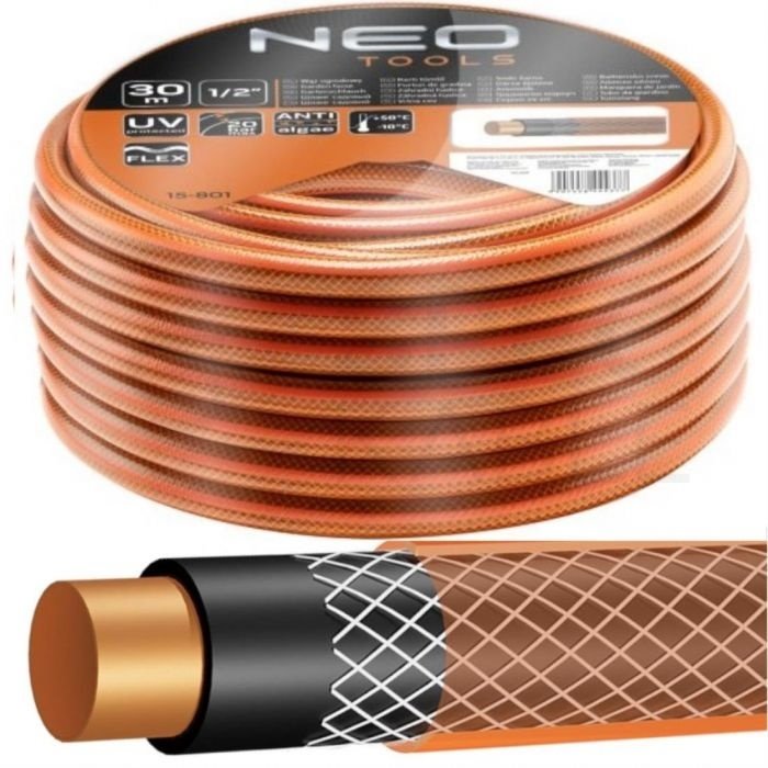 E-shop SAPRO Záhradná hadica NEO 1/2" oranžová, 4vrstvová, 20 barov, Economic 30m 15-801