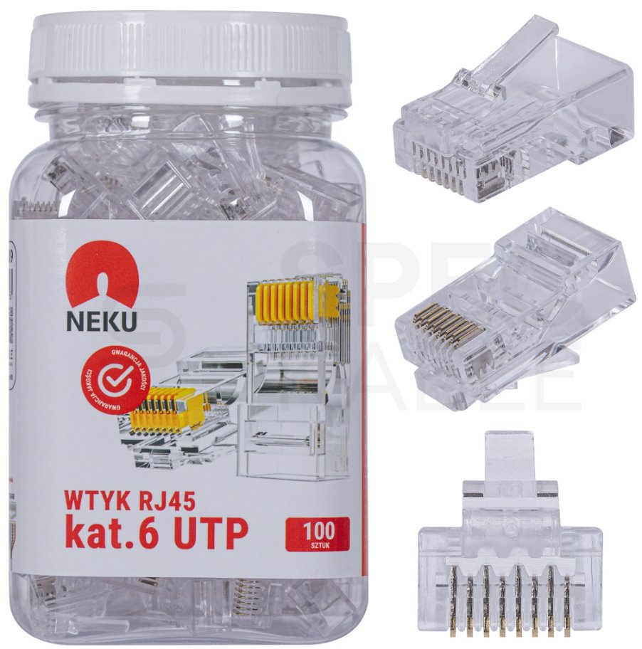 E-shop Konektor NEKU UTP CAT6 RJ45 8P8C, netienený, balenie 100ks