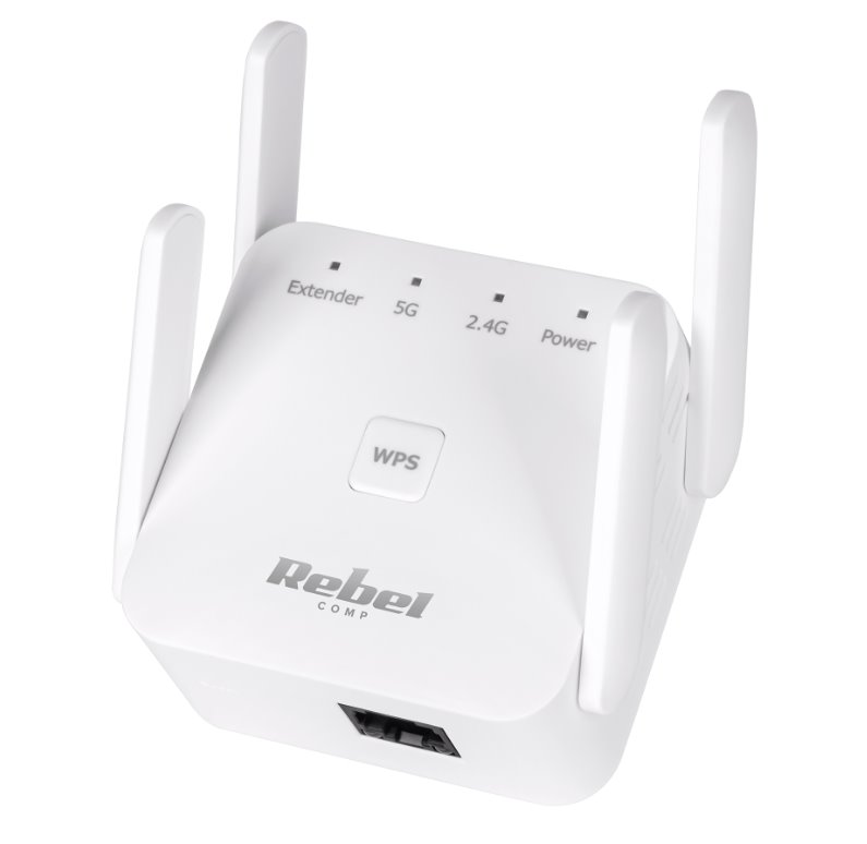 E-shop Repeater bezdrôtový sieťový zosilňovač 2,4 +5 GHz Rebel KOM1032 KOM1032