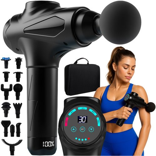 E-shop Malatec Masážna pištoľ s nástavcami Isomedix 26441, LCD