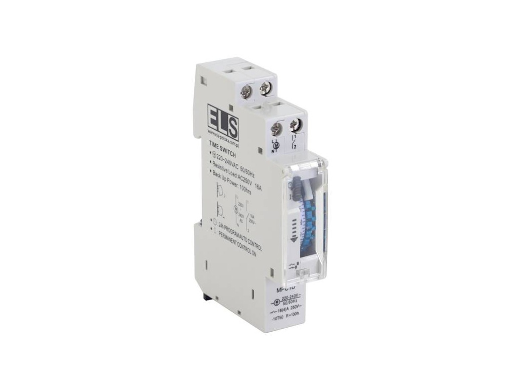 Časový spínač denný mechanický MPC1D 24H DIN ELS