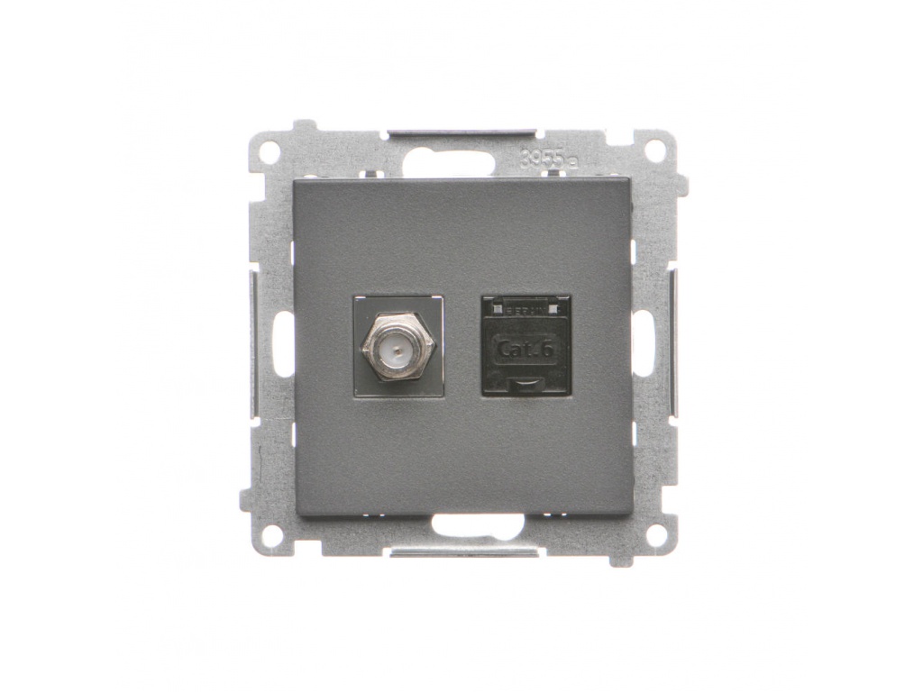 Zásuvka SAT "F" + RJ45 kat.6 Simon 55 modul grafit matný