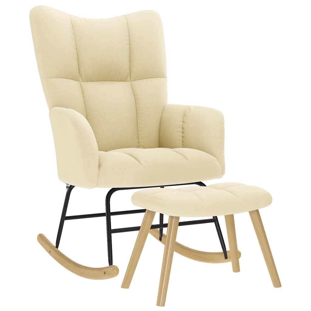 Multidom Hojdacie kreslo s podnožkou krémové látka