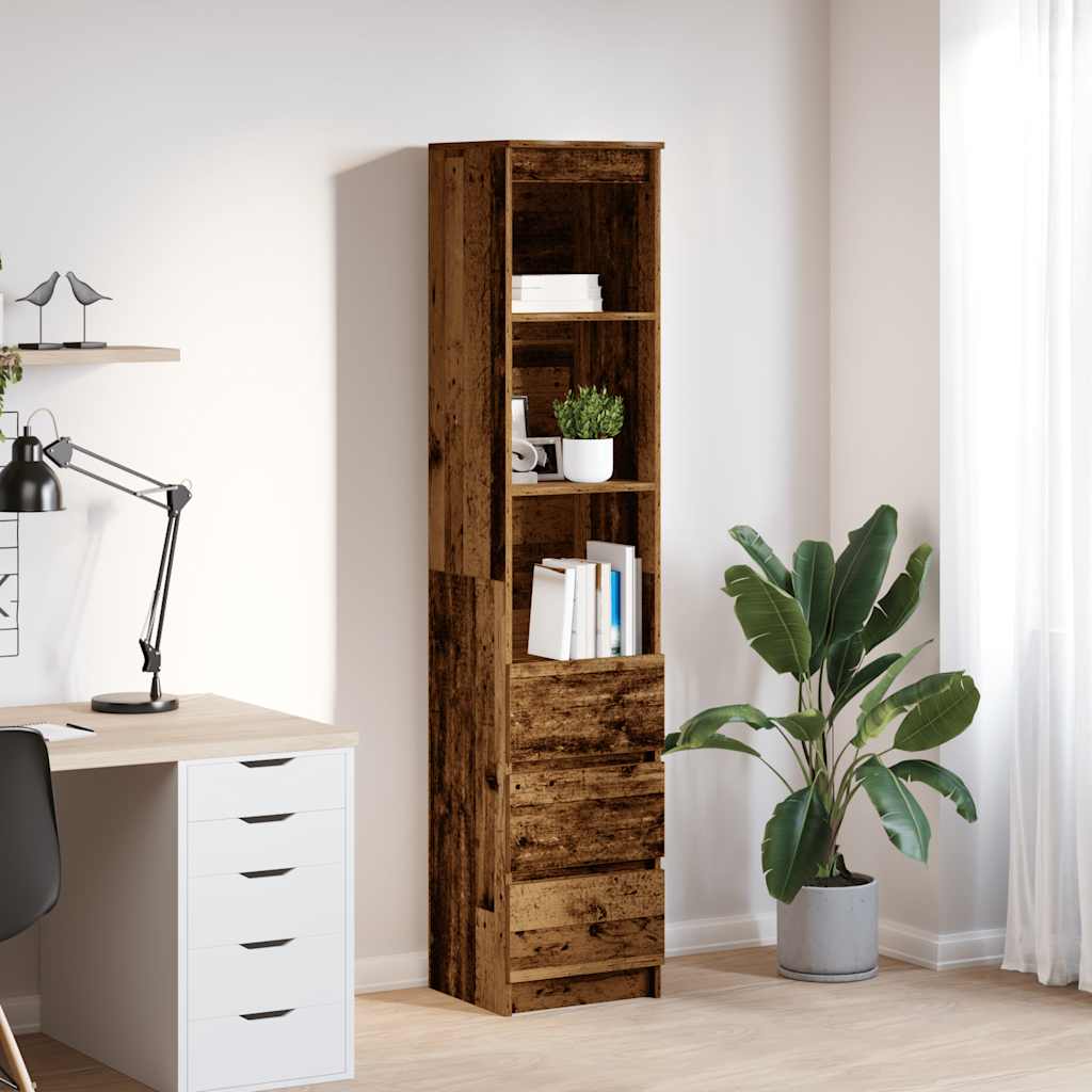 Multidom Highboard Old Wood 37,5x35x180 cm Engineered Wood