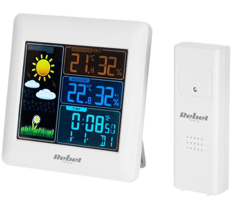 Meteostanica REBEL URZ3498 s vonkajším čidlom, farebný display