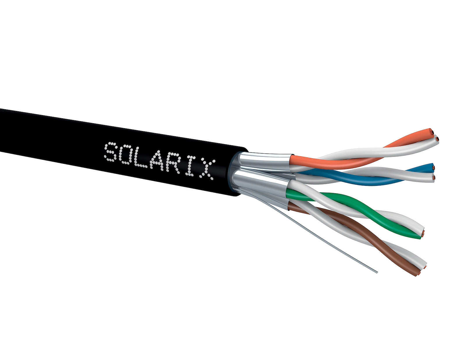 Instalační kabel Solarix CAT6A STP PE F<sub>ca</sub> 500m/cívka SXKD-6A-STP-PE