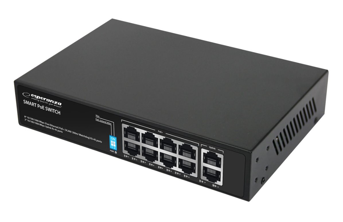 E-shop Switch Esperanza Matrix ENS108, 10/100/1000Mbps, 8PoE+2, 120W ENS108