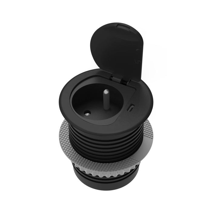 E-shop Zapustená zásuvka ORNO OR-GM-9040/B, 230V + USB-C nabíjacia, čierna, prívod 1,9m OR-GM-9040/B
