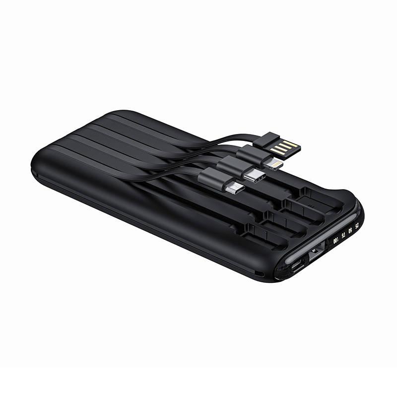 Powerbank Vipfan F10 10000mAh + 4in1 kábel (čierny)
