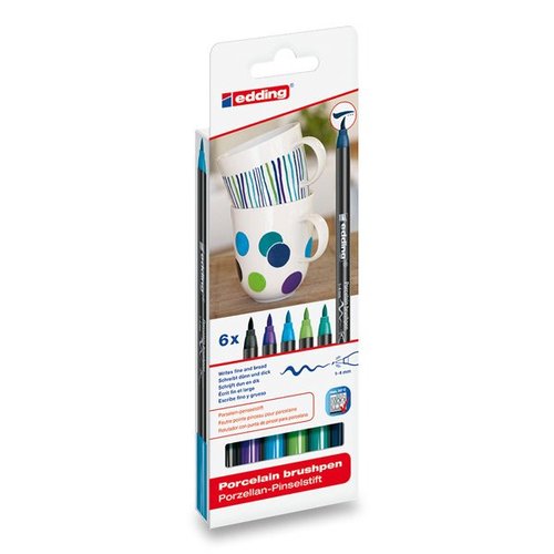 E-shop Štetcový fix EDDING 4200 na porcelán, 6ks modré tóny