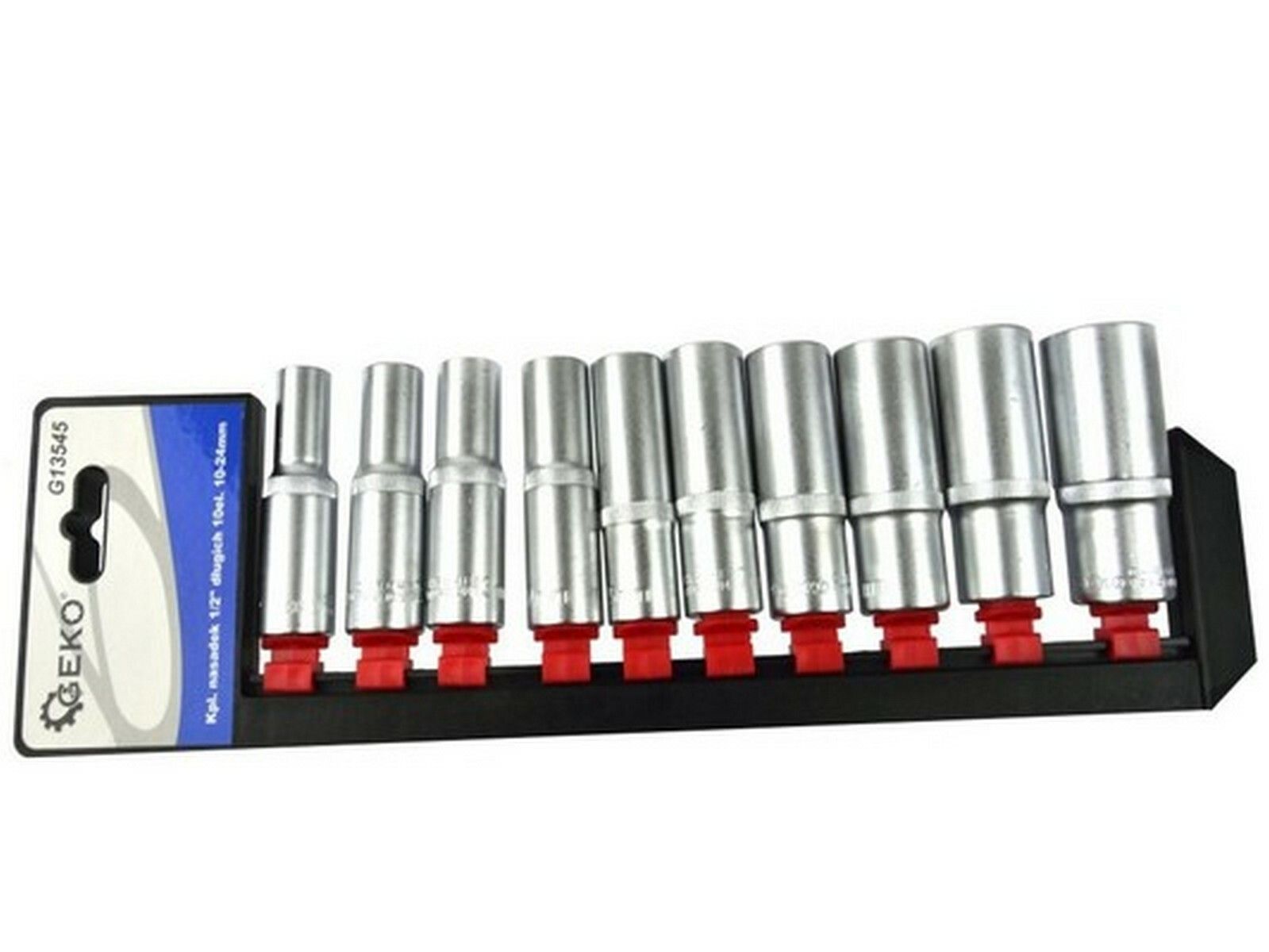 E-shop Nástrčné hlavice prodloužené 1/2", sada 10ks, 10-24mm, CrV ocel GEKO