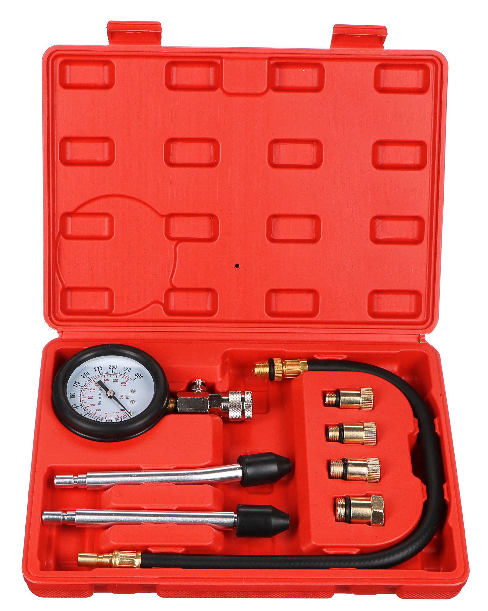 E-shop Sada pro testování komprese benzínových motorů MECHANIC ENGINE TESTER 8, 0-20bar, 8ks SIXTOL