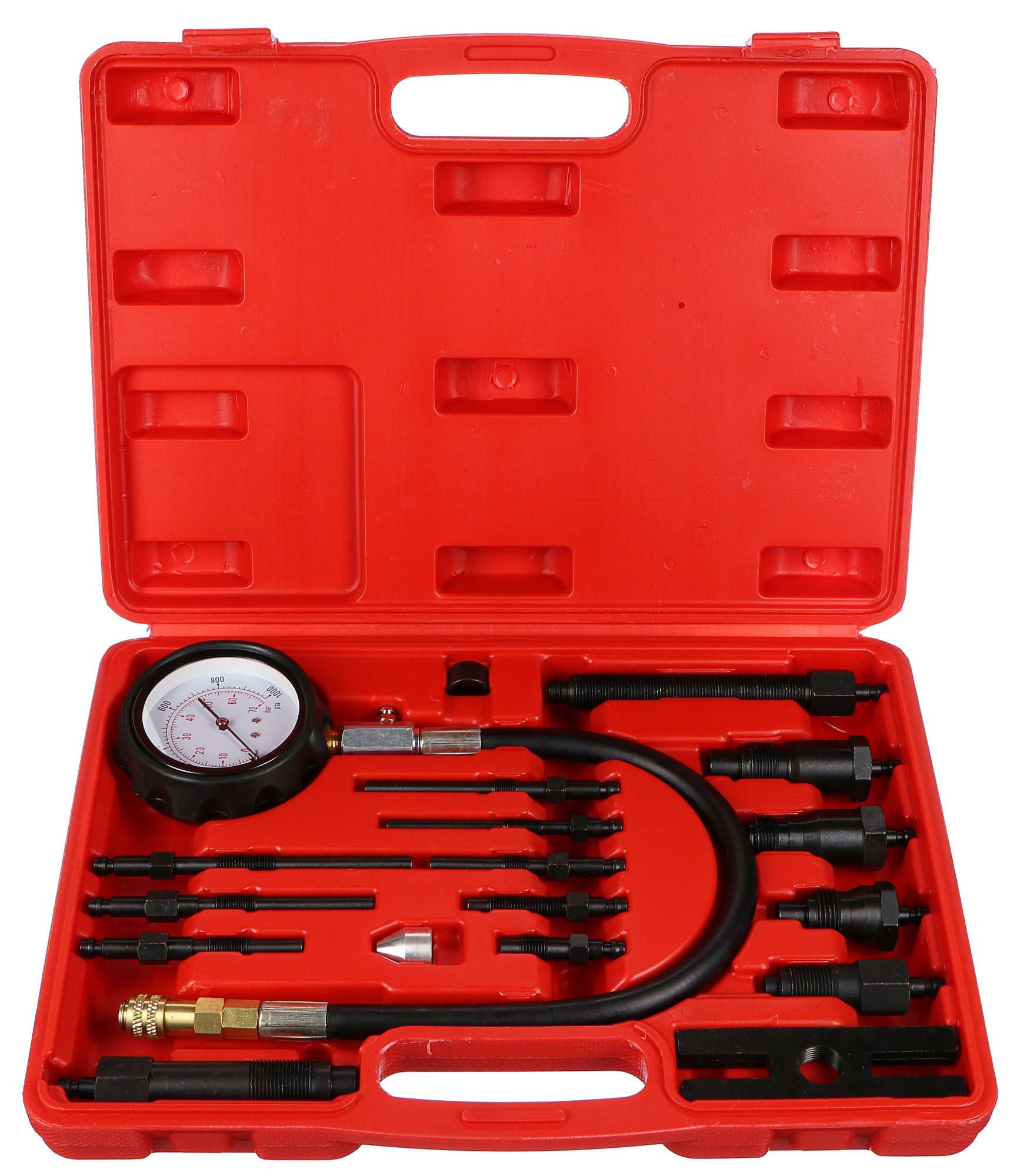 E-shop Sada pro testování komprese naftových motorů MECHANIC ENGINE TESTER 19, 0-70bar, 19ks SIXTOL
