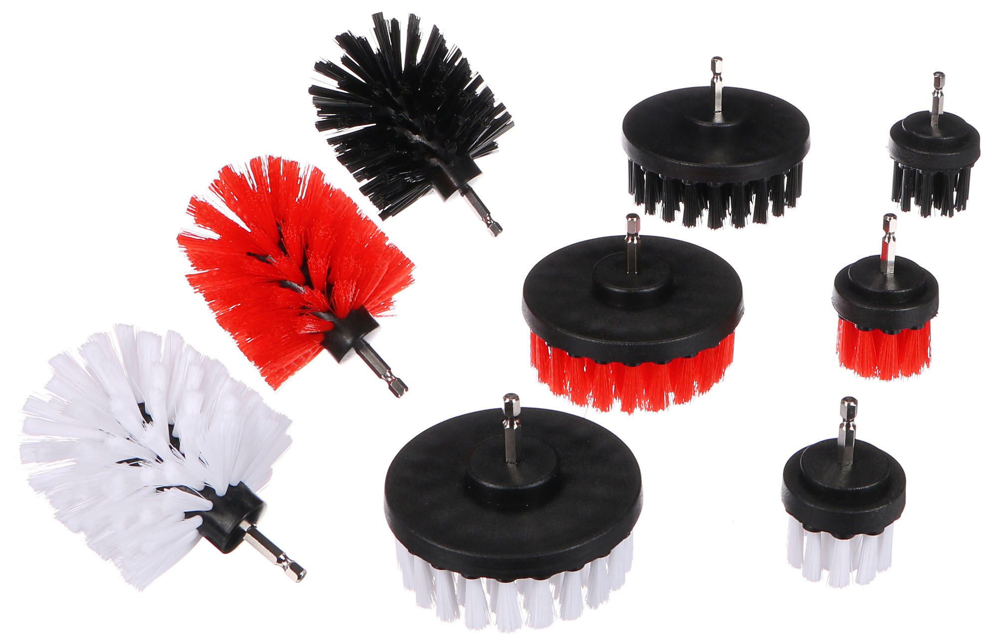 E-shop Sada kartáčů na vrtačku pro čištění auta CAR DETAILING DRILL BRUSH 9, 9ks SIXTOL
