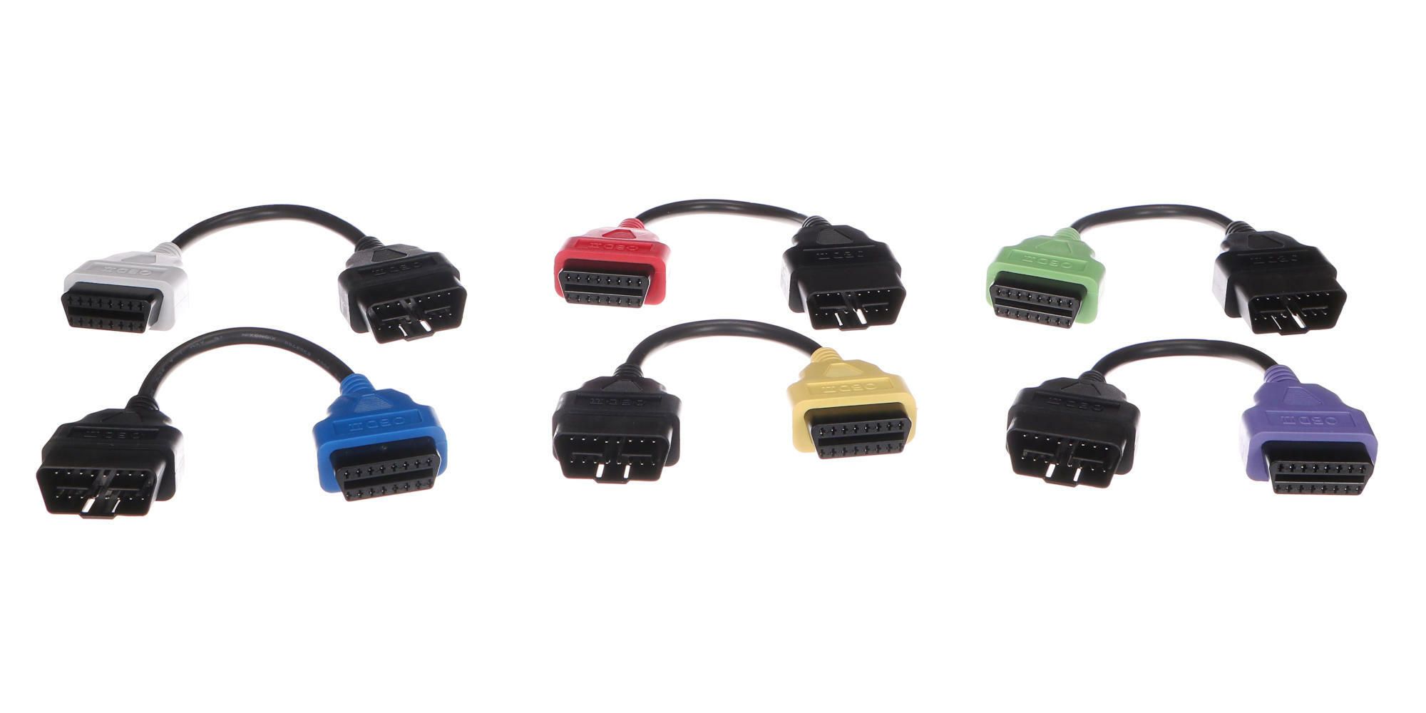 E-shop Kompletní sada OBD-II redukcí FiatECUScan pro osobní auta MECHANIC CABLE SET 3, 6ks SIXTOL